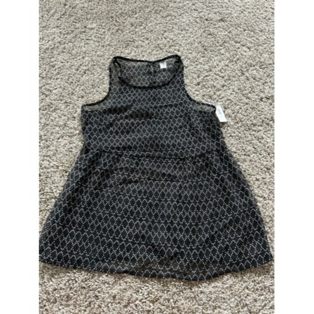 Old Navy Womens Sheer Geometric Sleeveless Top Size XS Black/White Casual